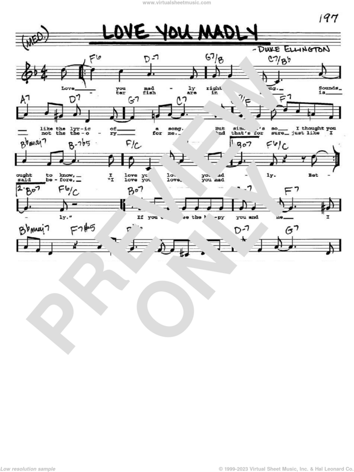 Love You Madly sheet music for voice and other instruments  by Duke Ellington, intermediate skill level