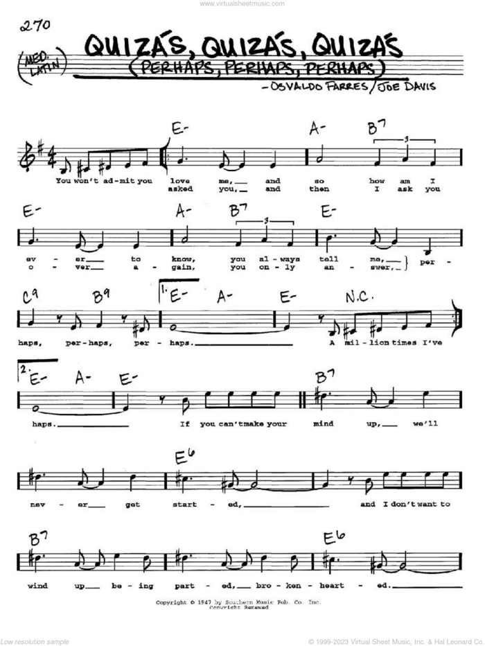 Quizas, Quizas, Quizas (Perhaps, Perhaps, Perhaps) sheet music for voice and other instruments  by Osvaldo Farres and Joe Davis, intermediate skill level