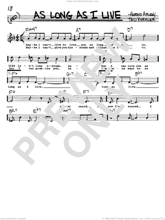 As Long As I Live sheet music (real book with lyrics) (PDF)