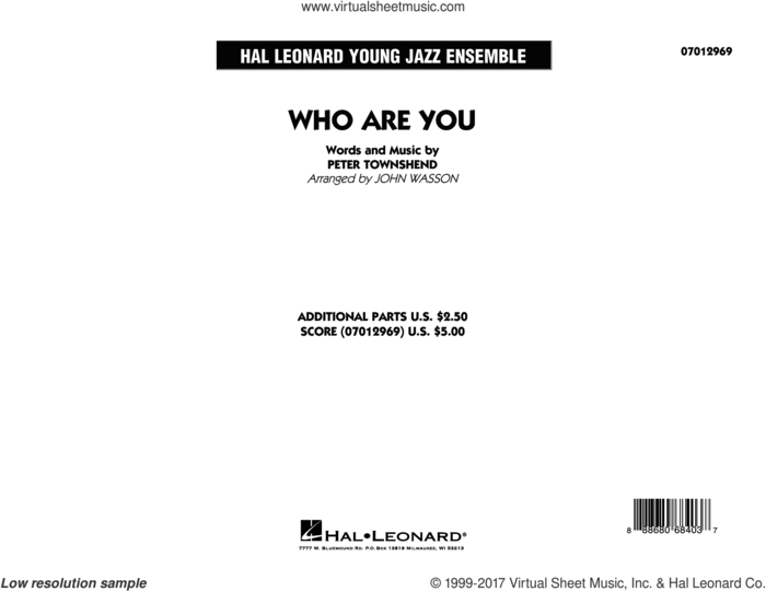 Who Are You (COMPLETE) sheet music for jazz band by The Who and John Wasson, intermediate skill level