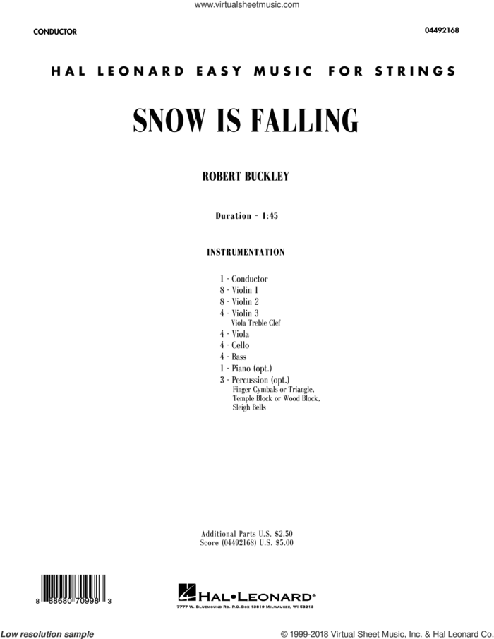 Snow Is Falling (COMPLETE) sheet music for orchestra by Robert Buckley, intermediate skill level
