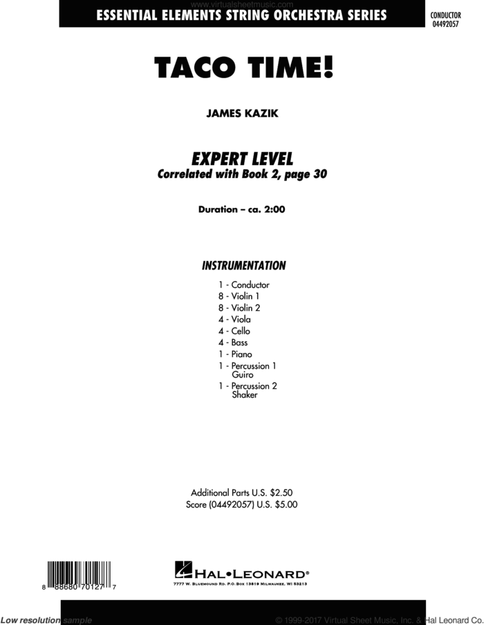 Taco Time! (COMPLETE) sheet music for orchestra by James Kazik, intermediate skill level