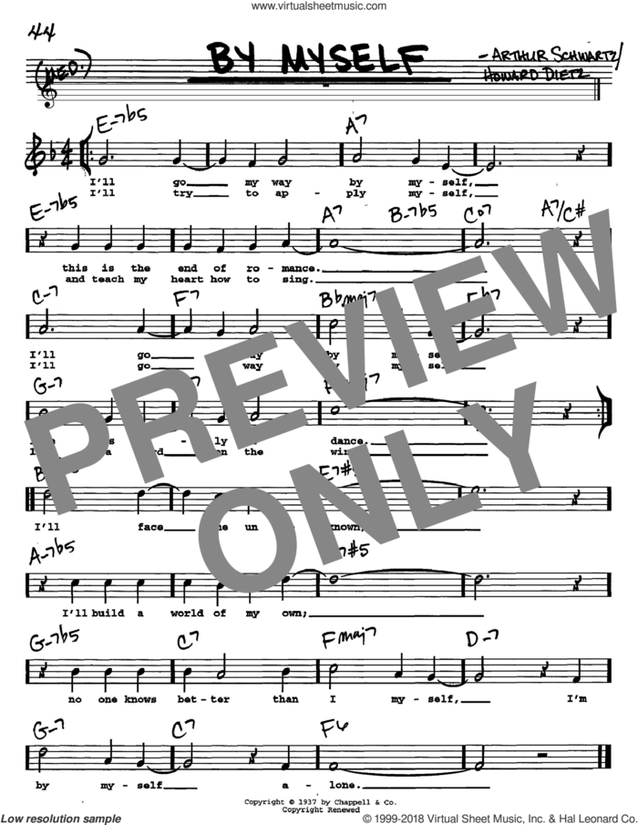 By Myself sheet music for voice and other instruments  by Howard Dietz and Arthur Schwartz, intermediate skill level