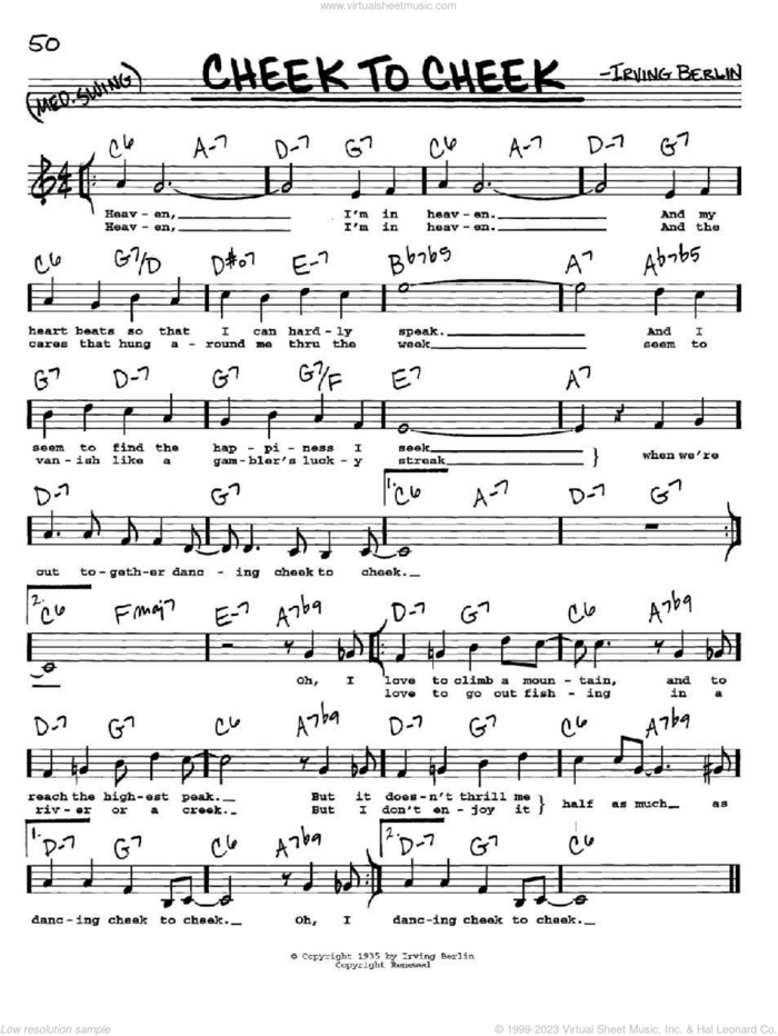 Cheek To Cheek sheet music for voice and other instruments  by Irving Berlin, intermediate skill level