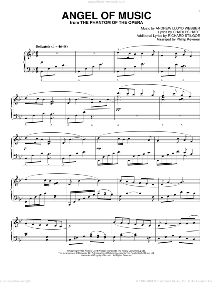 Angel Of Music (from The Phantom Of The Opera) (arr. Phillip Keveren) sheet music for piano solo by Andrew Lloyd Webber, Phillip Keveren, Charles Hart and Richard Stilgoe, intermediate skill level