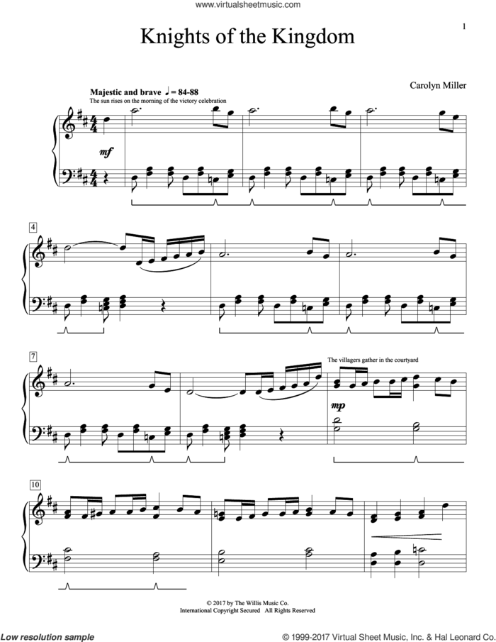 Knights Of The Kingdom sheet music for piano solo (elementary) by Carolyn Miller, beginner piano (elementary)