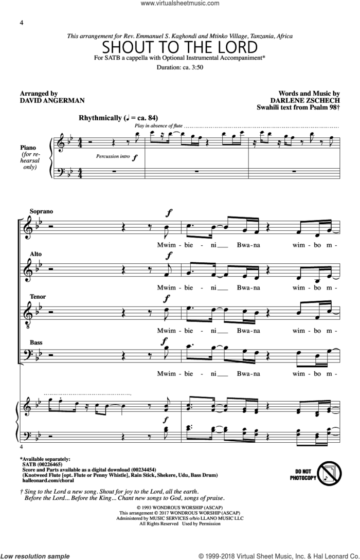 Shout To The Lord sheet music for choir (SATB: soprano, alto, tenor, bass) by Darlene Zschech, David Angerman and Carman, intermediate skill level