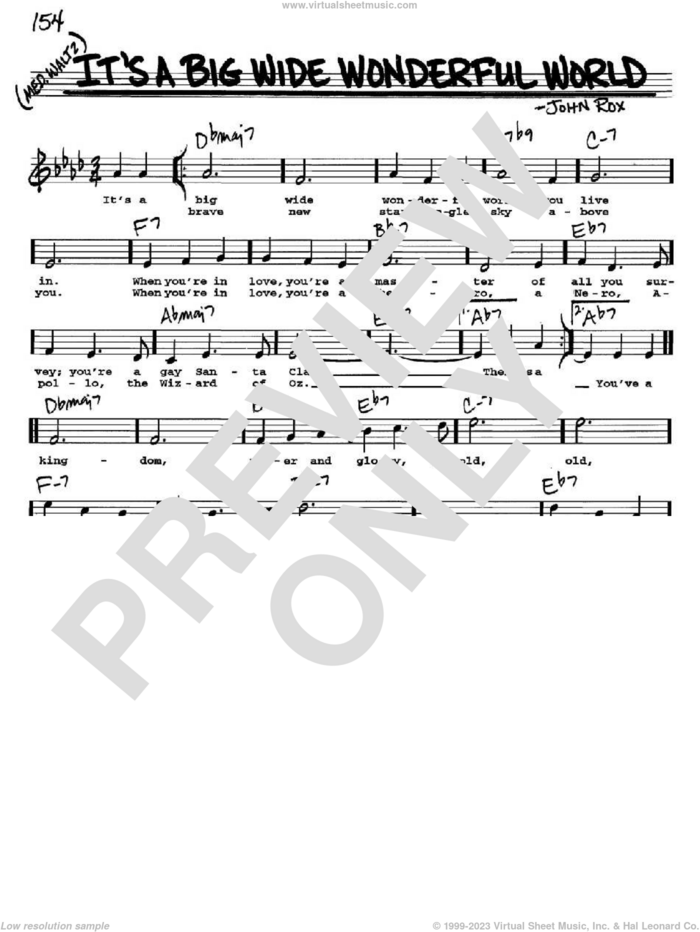 It's A Big Wide Wonderful World sheet music for voice and other instruments  by John Rox, intermediate skill level