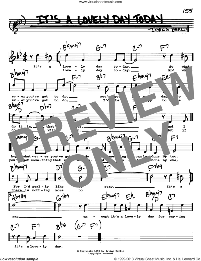 It's A Lovely Day Today sheet music for voice and other instruments  by Irving Berlin, intermediate skill level