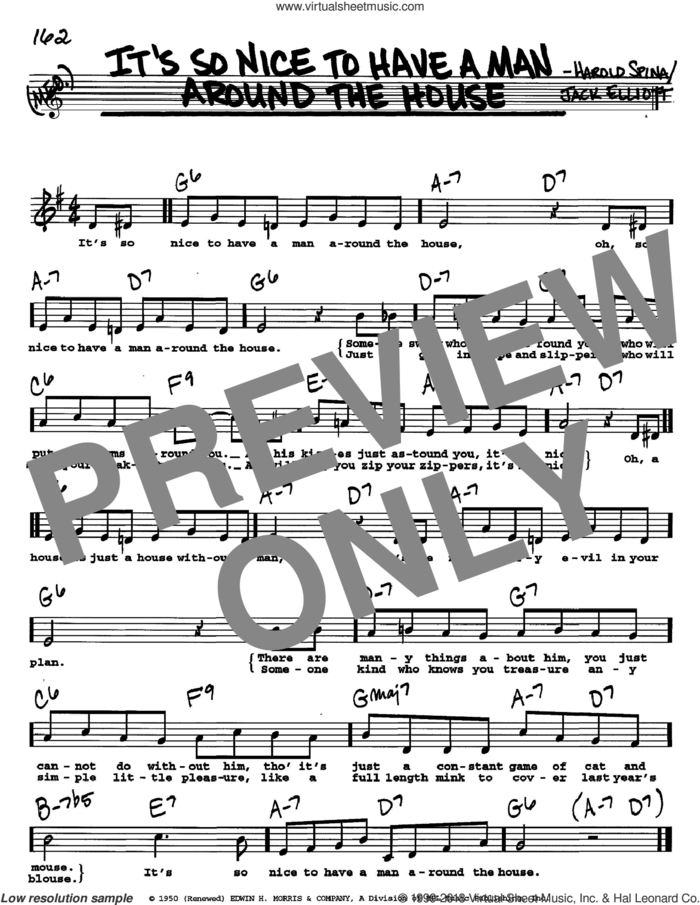 It's So Nice To Have A Man Around The House sheet music for voice and other instruments  by Della Reese, Dinah Shore, Harold Spina and Jack Elliott, intermediate skill level