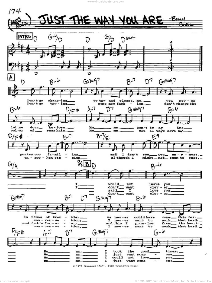 Just The Way You Are sheet music for voice and other instruments  by Billy Joel, wedding score, intermediate skill level
