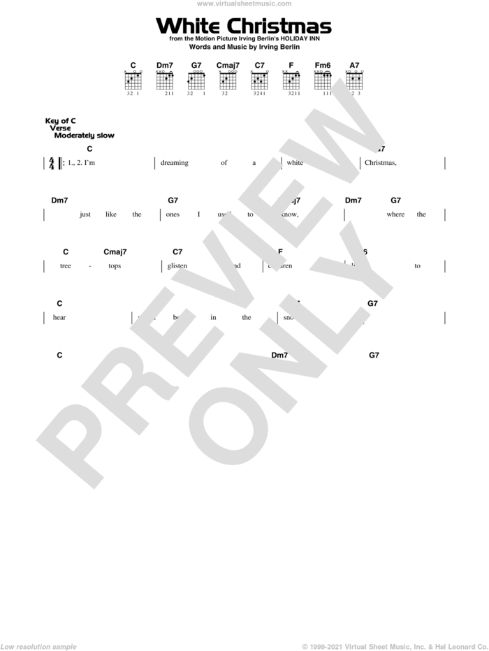 White Christmas sheet music for guitar solo (lead sheet) by Irving Berlin, intermediate guitar (lead sheet)
