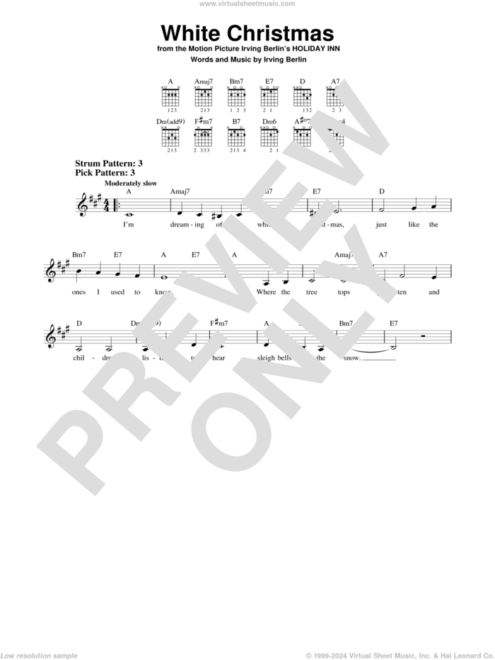 White Christmas sheet music for guitar solo (chords) by Irving Berlin, easy guitar (chords)