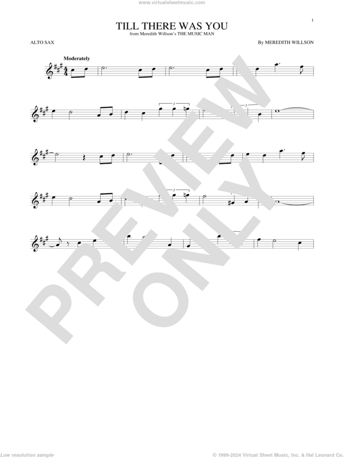 Till There Was You sheet music for alto saxophone solo by The Beatles and Meredith Willson, wedding score, intermediate skill level