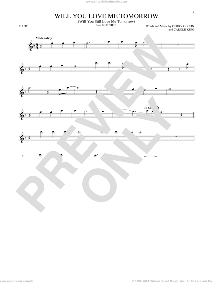 Will You Love Me Tomorrow (Will You Still Love Me Tomorrow) sheet music for flute solo by The Shirelles, Carole King and Gerry Goffin, intermediate skill level