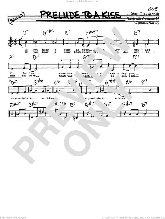 Prelude To A Kiss sheet music for voice and other instruments  by Duke Ellington, Irving Gordon and Irving Mills, intermediate skill level