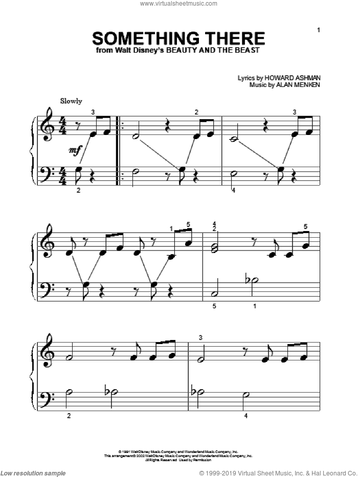 Something There (from Beauty And The Beast) sheet music for piano solo (big note book) by Alan Menken, Beauty And The Beast, Alan Menken & Howard Ashman and Howard Ashman, easy piano (big note book)