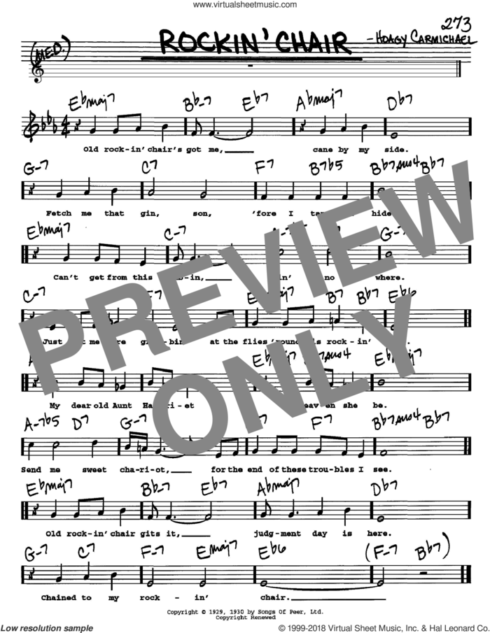 Rockin' Chair sheet music for voice and other instruments  by Hoagy Carmichael, intermediate skill level