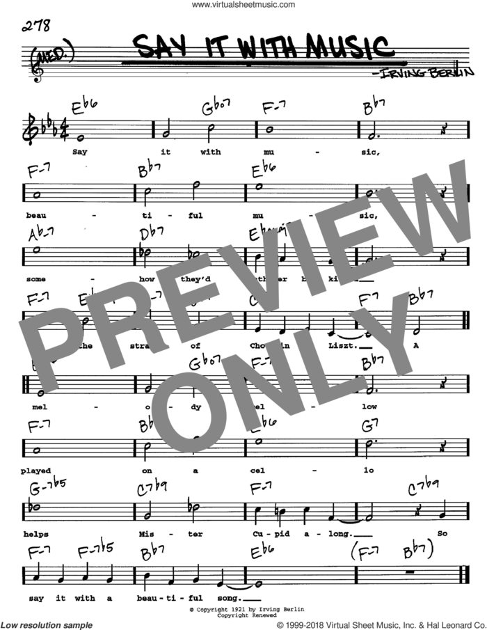 Say It With Music sheet music for voice and other instruments  by Irving Berlin, intermediate skill level