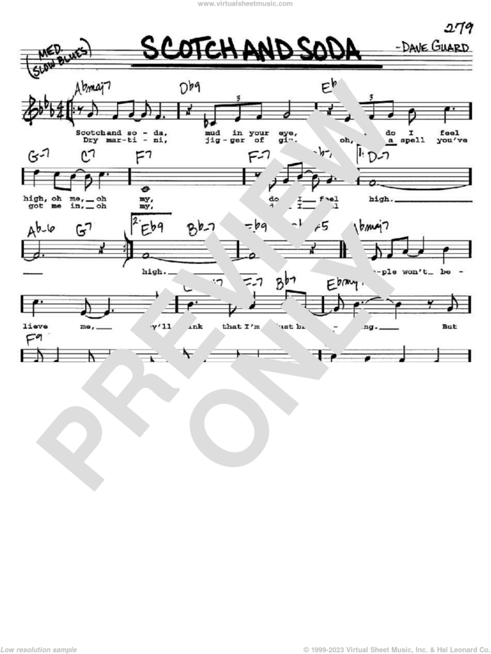 Scotch And Soda sheet music for voice and other instruments  by The Kingston Trio and Dave Guard, intermediate skill level