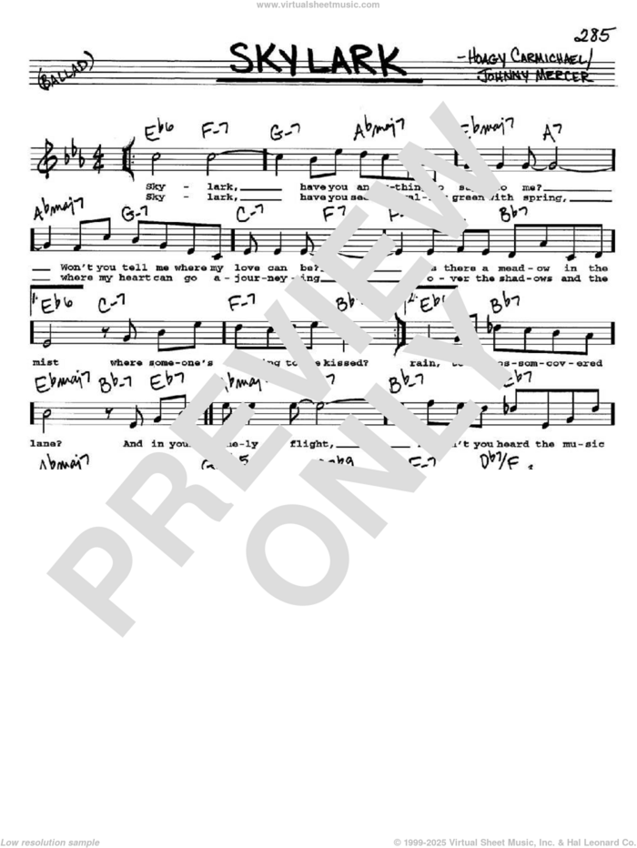 Mercer - Skylark sheet music (real book with lyrics) (PDF)