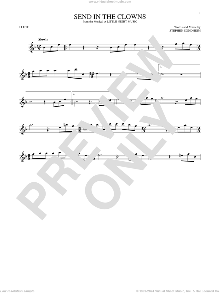 Send In The Clowns sheet music for flute solo by Stephen Sondheim, intermediate skill level