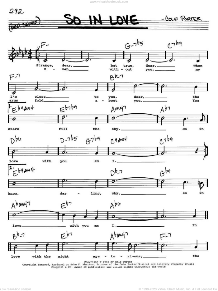 So In Love (from Kiss Me, Kate) sheet music for voice and other instruments  by Cole Porter and Kiss Me, Kate (Musical), intermediate skill level
