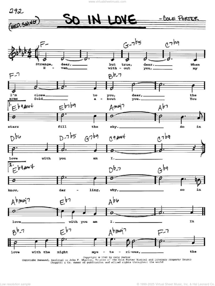 So In Love (from Kiss Me, Kate) sheet music for voice and other instruments  by Cole Porter and Kiss Me, Kate (Musical), intermediate skill level