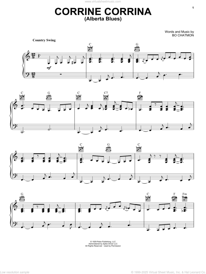 Alberta sheet music for voice, piano or guitar by Eric Clapton and Huddie Ledbetter, intermediate skill level