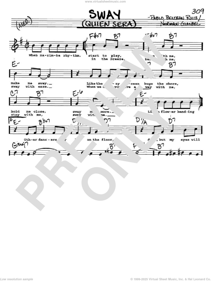 Martin Sway Quien Sera Sheet Music Real Book With Lyrics