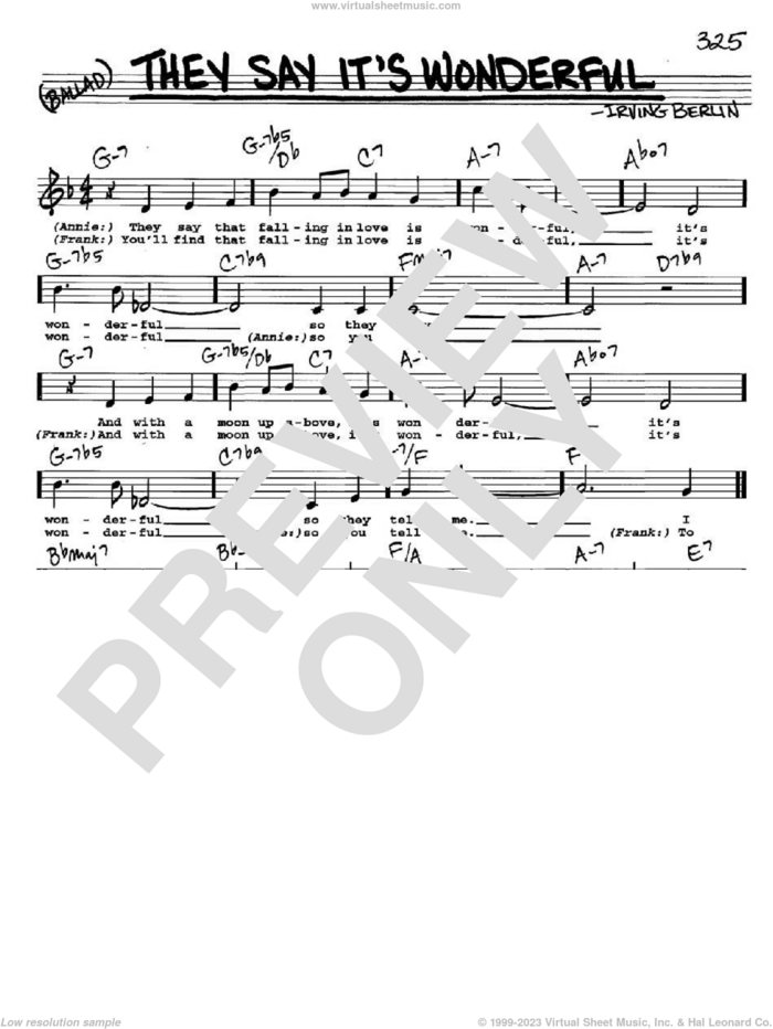They Say It's Wonderful sheet music for voice and other instruments  by Irving Berlin, intermediate skill level