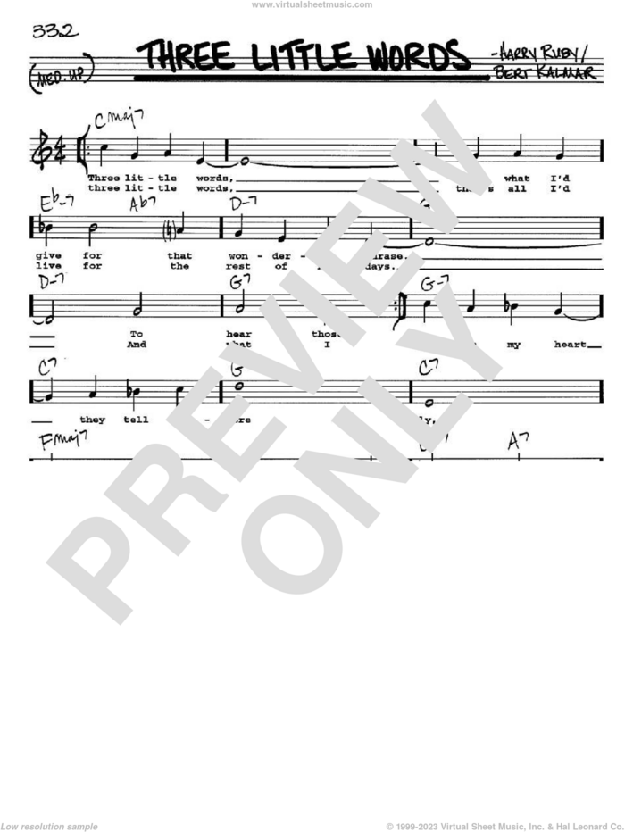 Three Little Words sheet music for voice and other instruments  by Bert Kalmar and Harry Ruby, intermediate skill level