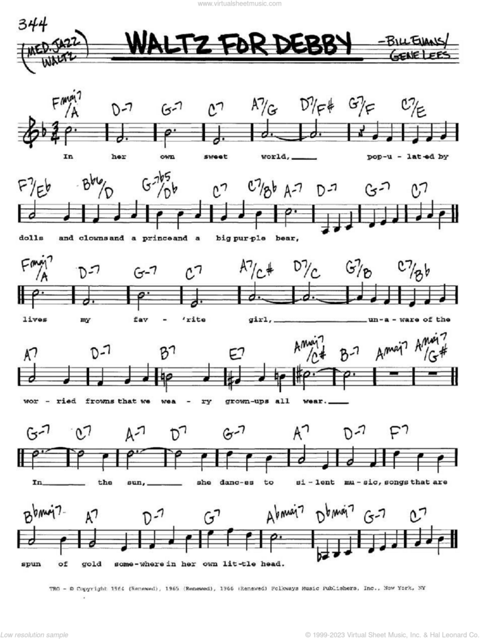 Waltz For Debby sheet music for voice and other instruments  by Bill Evans and Eugene John Lees, intermediate skill level