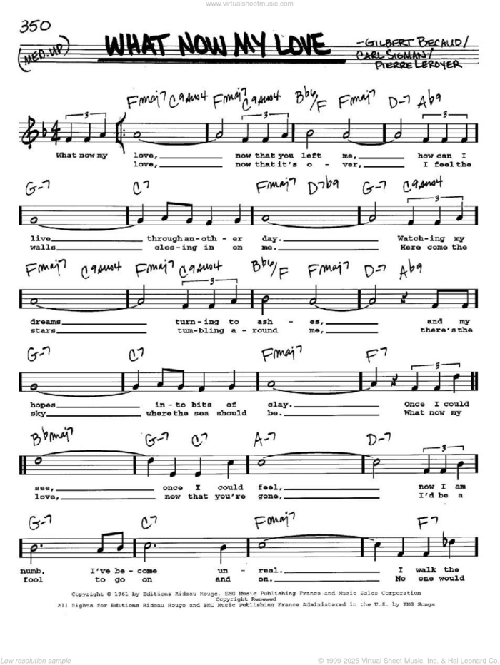 What Now My Love sheet music for voice and other instruments  by Gilbert Becaud, Elvis Presley, Frank Sinatra, Herb Alpert, Herb Alpert & The Tijuana Brass, Sonny & Cher, Carl Sigman, Francois Becaud and Pierre Delanoe, intermediate skill level