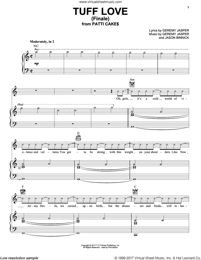 Tuff Love (Finale) sheet music for voice, piano or guitar by Jason Binnick and Geremy Jasper, intermediate skill level