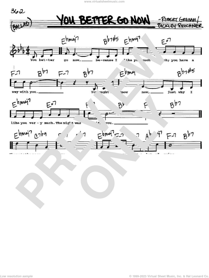 You Better Go Now sheet music for voice and other instruments  by Bickley Reichner and Robert Graham, intermediate skill level