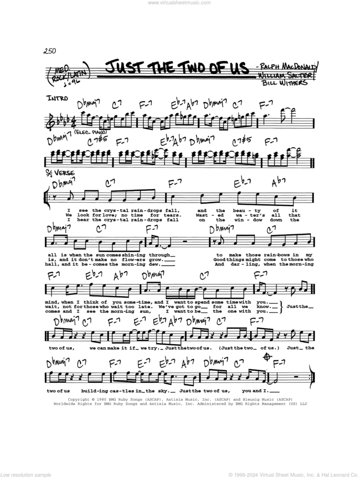 Just The Two Of Us sheet music for voice and other instruments  by Grover Washington Jr., Grover Washington Jr. feat. Bill Withers, Bill Withers, Ralph MacDonald and William Salter, wedding score, intermediate skill level