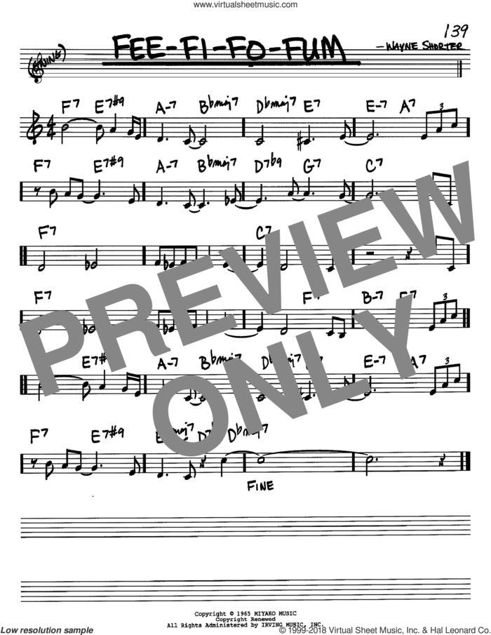 Fee-Fi-Fo-Fum sheet music for voice and other instruments (in Bb) by Wayne Shorter, intermediate skill level