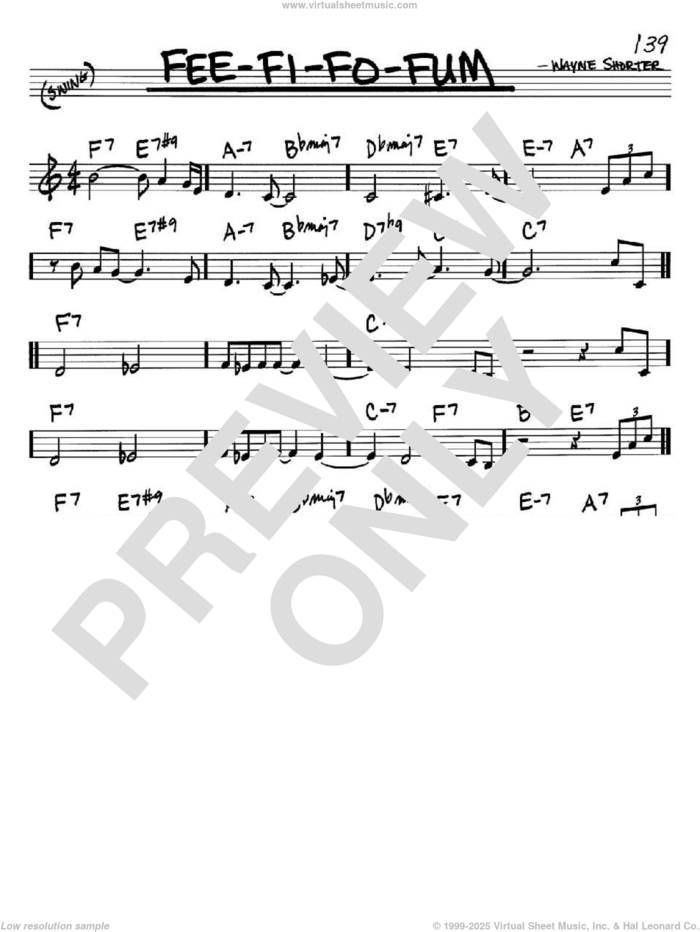 Fee-Fi-Fo-Fum sheet music for voice and other instruments (in Bb) by Wayne Shorter, intermediate skill level