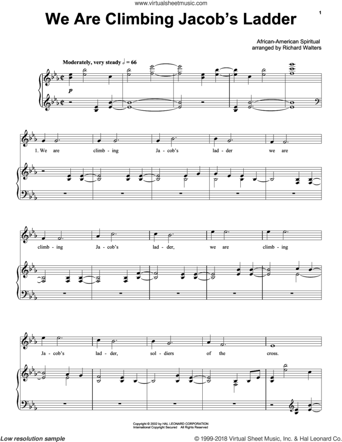 We Are Climbing Jacob's Ladder sheet music for voice, piano or guitar, intermediate skill level