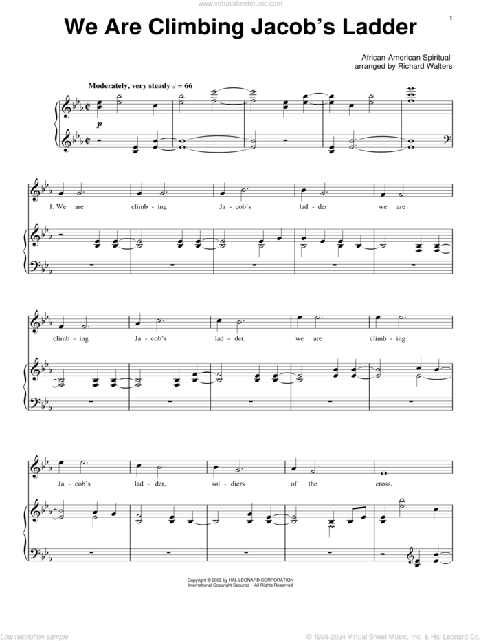 We Are Climbing Jacob's Ladder sheet music for voice, piano or guitar, intermediate skill level