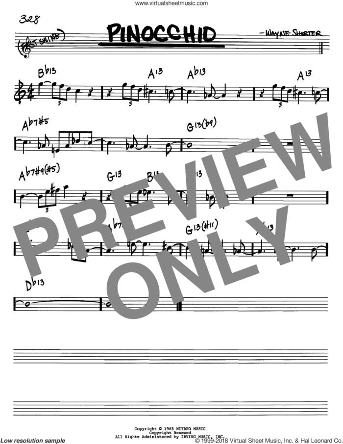 Pinocchio sheet music for voice and other instruments (in Bb) by Wayne Shorter, intermediate skill level