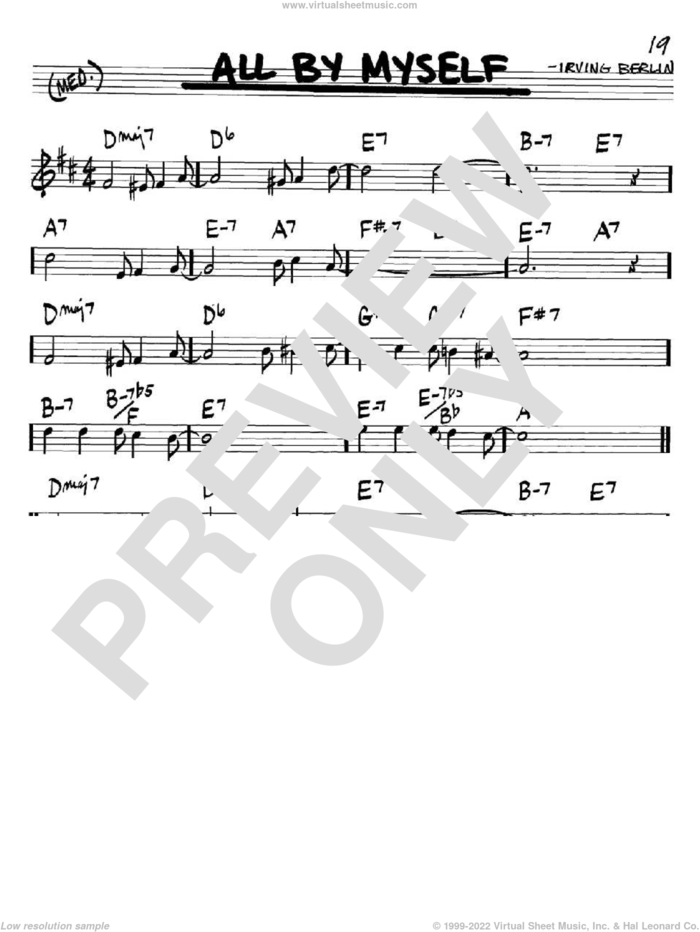 All By Myself sheet music for voice and other instruments (in Bb) by Irving Berlin, intermediate skill level