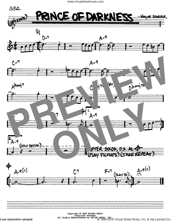 Prince Of Darkness sheet music for voice and other instruments (in Bb) by Wayne Shorter, intermediate skill level