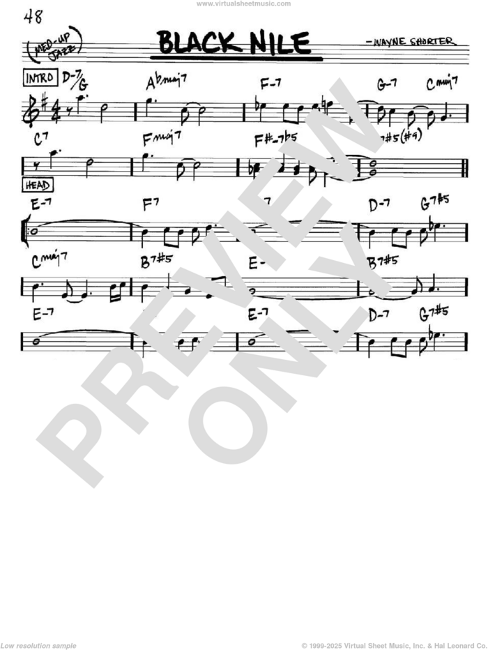 Black Nile sheet music for voice and other instruments (in Bb) by Wayne Shorter, intermediate skill level