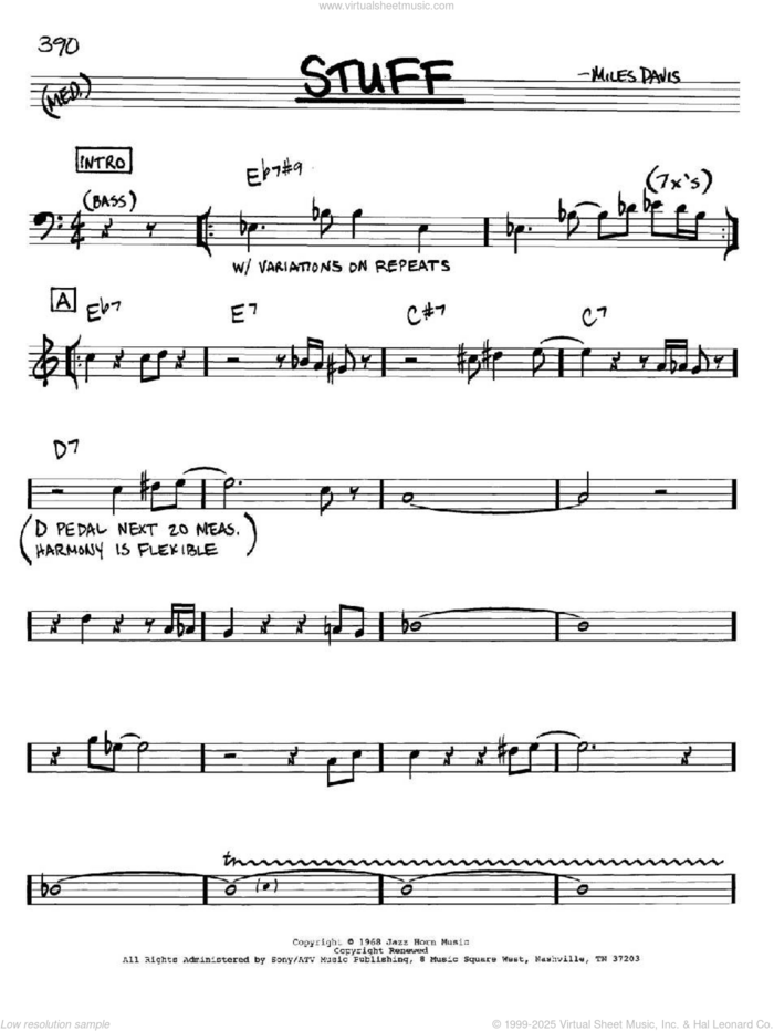 Stuff sheet music for voice and other instruments (in Bb) by Miles Davis, intermediate skill level