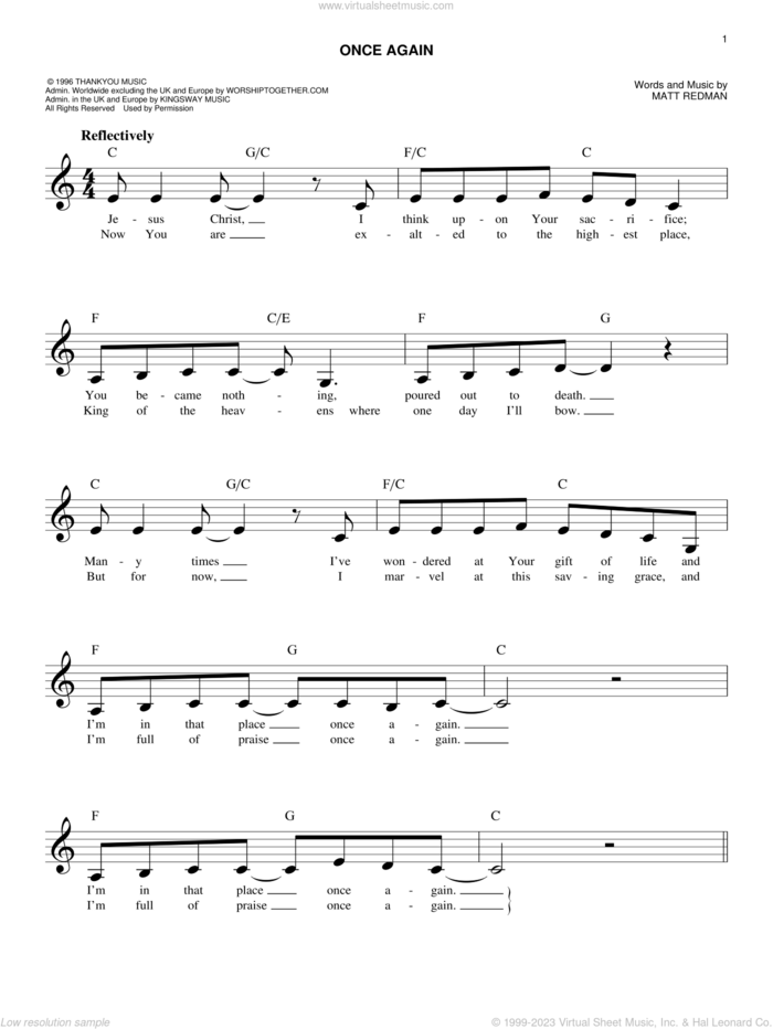 Once Again sheet music for voice and other instruments (fake book) by Matt Redman, easy skill level