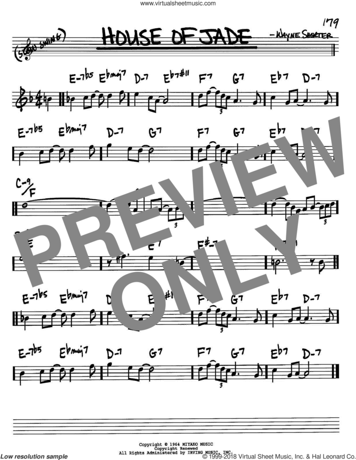 House Of Jade sheet music for voice and other instruments (in Bb) by Wayne Shorter, intermediate skill level