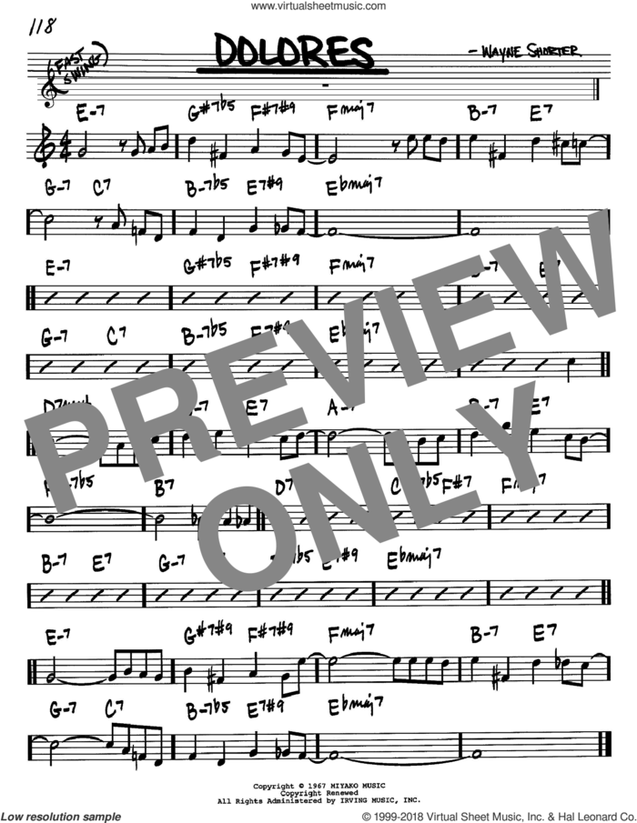 Dolores sheet music for voice and other instruments (in Bb) by Wayne Shorter, intermediate skill level