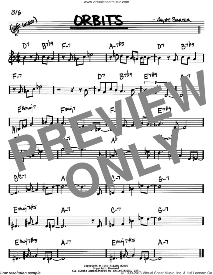 Orbits sheet music for voice and other instruments (in Bb) by Wayne Shorter, intermediate skill level